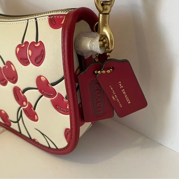 NWT Coach Limited Edition Full Size Swinger Cherry Print & Dust Bag 🍒 - Picture 9 of 14